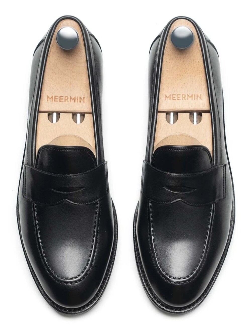 Meermin Black Leather Penny Loafers